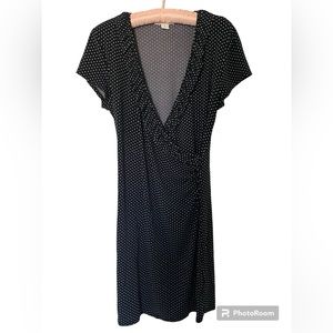 White House Black Market black dress with white polka dots large